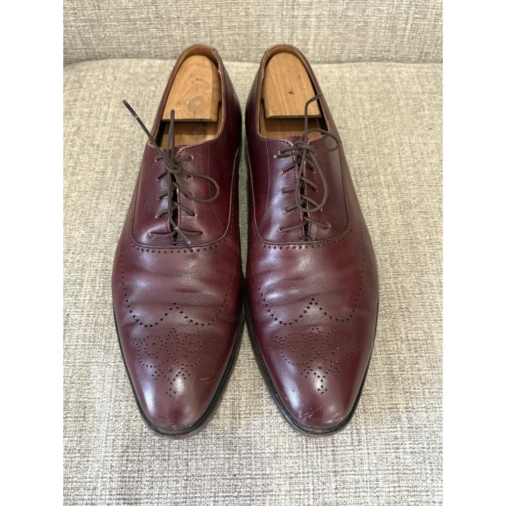Crockett & Jones Weymouth Burgundy Leather Medallion‎ Toe Oxford Shoes Mens 10 E
